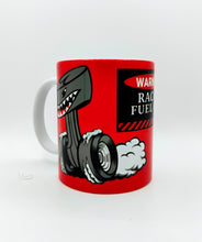 Load image into Gallery viewer, WARNING RACING FUEL ONLY 11oz Funny Hot Rod White Ceramic Coffee Mug